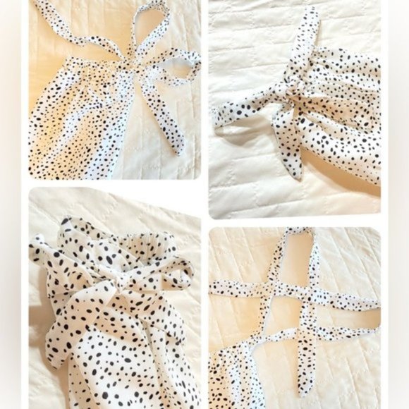 Dalmatian Print Cold Shoulder Blouse NEW - Picture 15 of 16